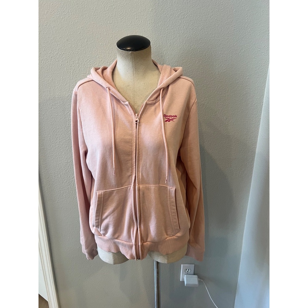Reebok pink women's full zip hoodie size medium